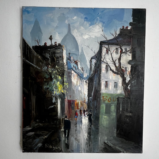 Impressionist Oil Painting of Montmartre, signed Rojas