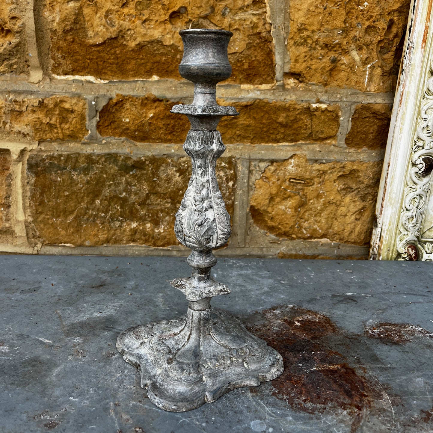 Ornate Vintage Metal Candlestick Holder