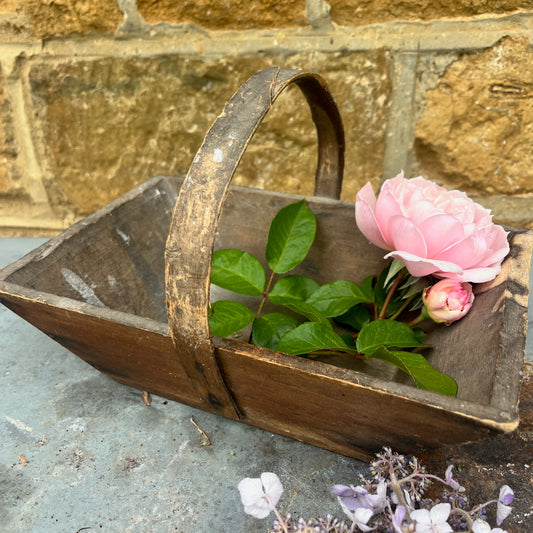 Small vintage trug with paint marks inside