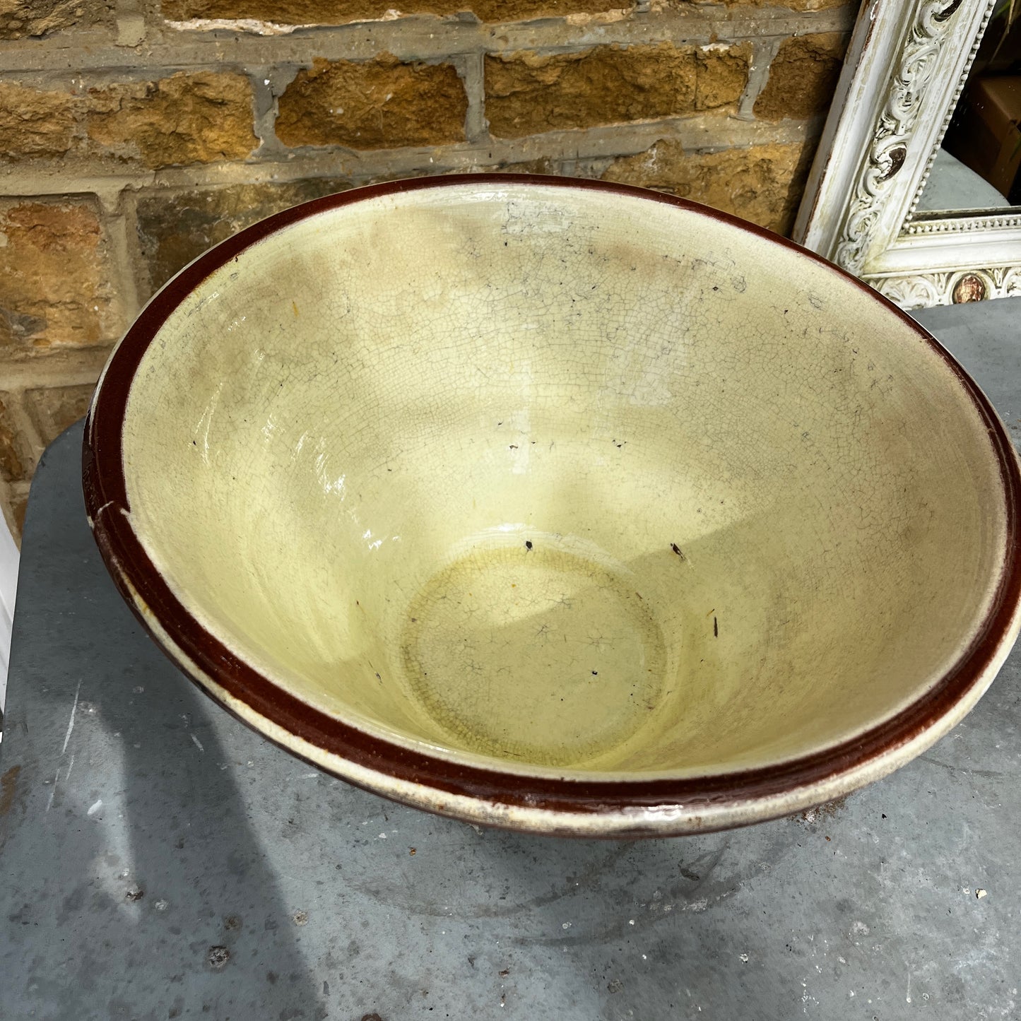 Victorian Dairy Bowl in Cream Glazed Earthenware