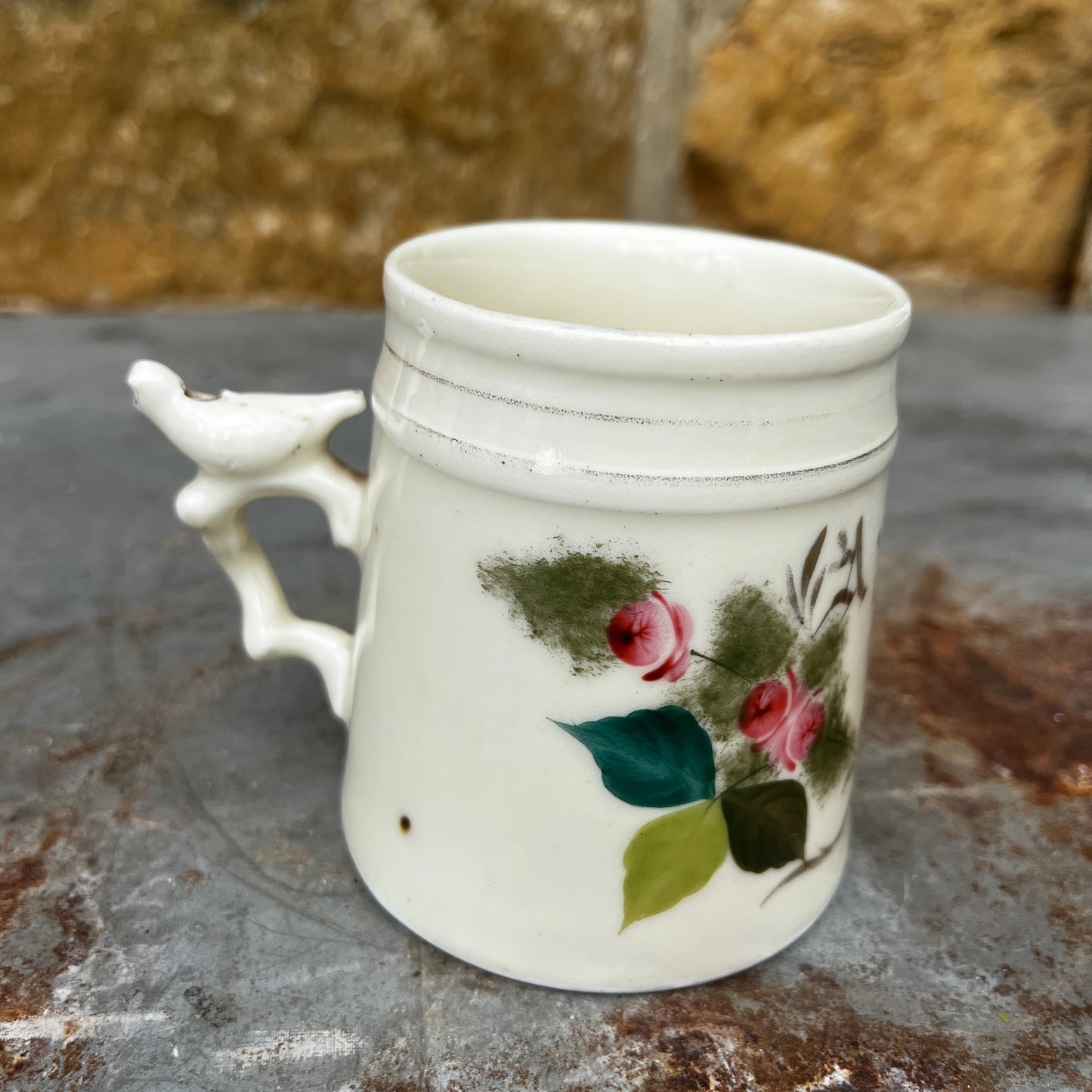 Vintage Sponnerberg Porcelain Mug with Hand-Painted Pink Roses