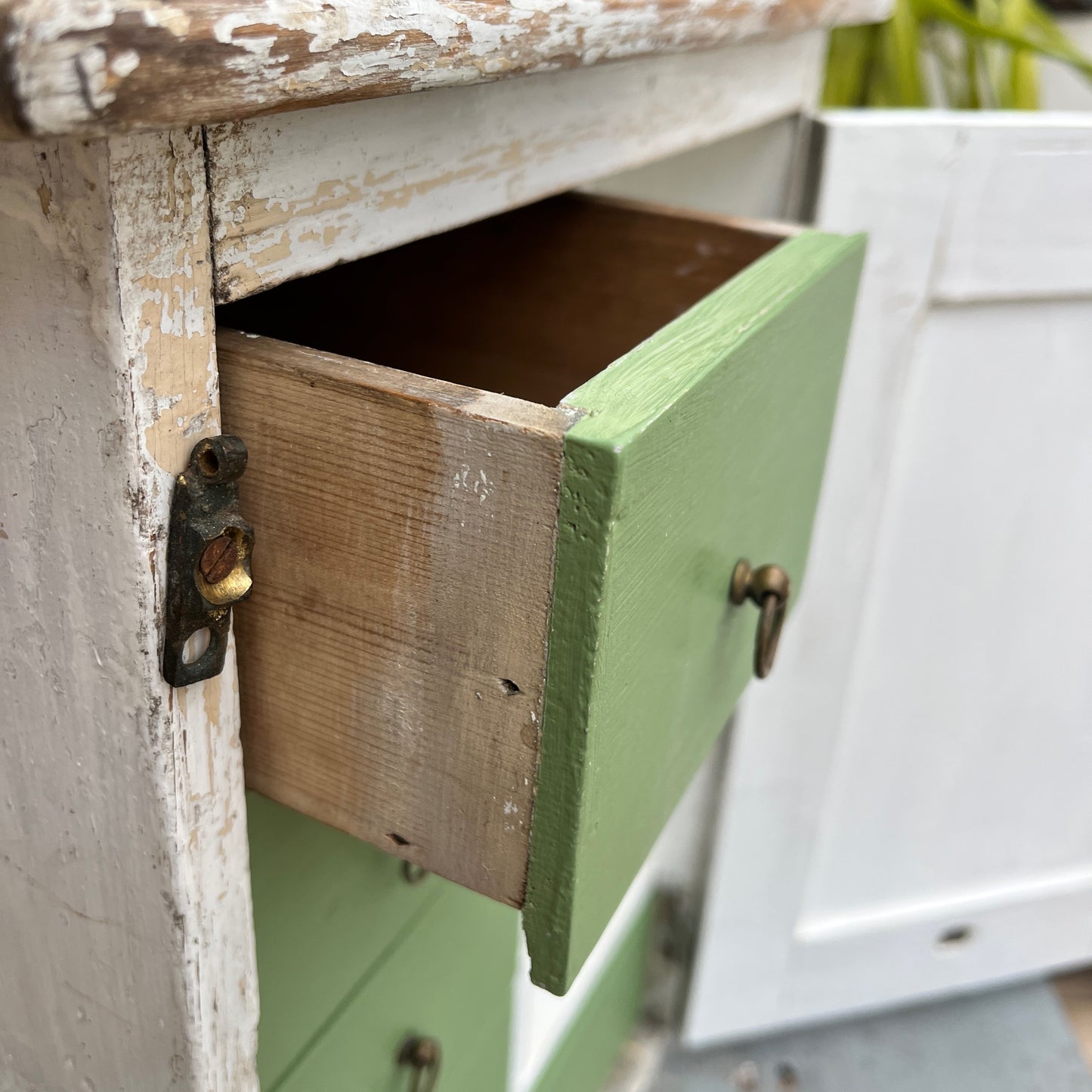 Vintage Cupboard with Green Drawers inside
