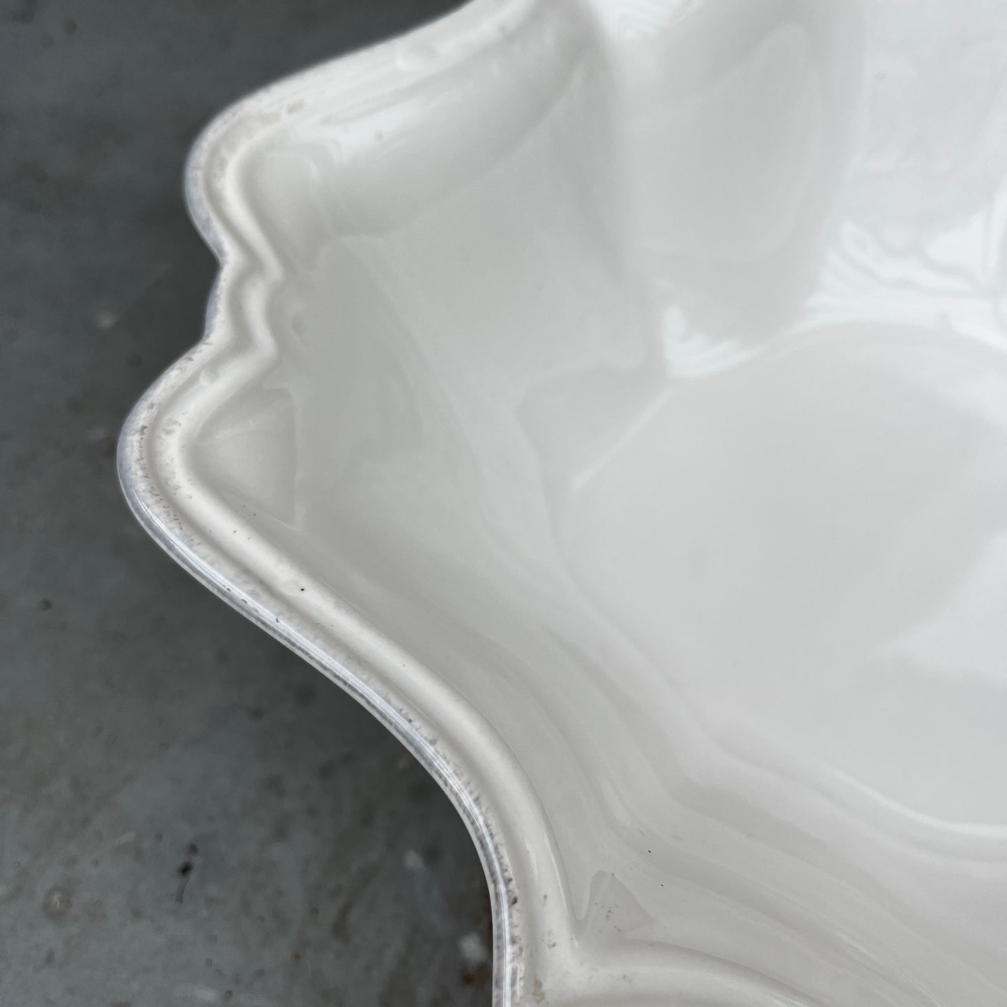 Vintage White Fluted Bowl on Four Legs