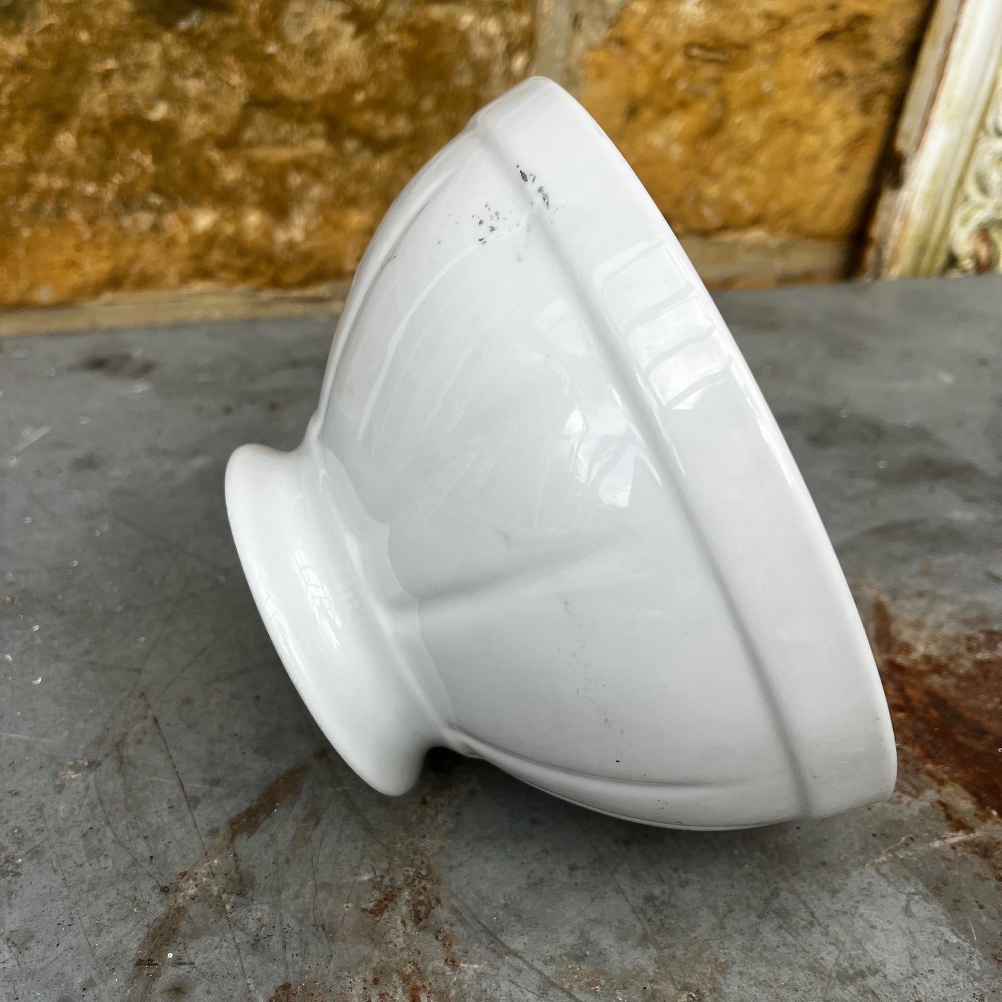 Small Vintage Ribbed Ceramic Cafe au Lait Bowl by Apilco