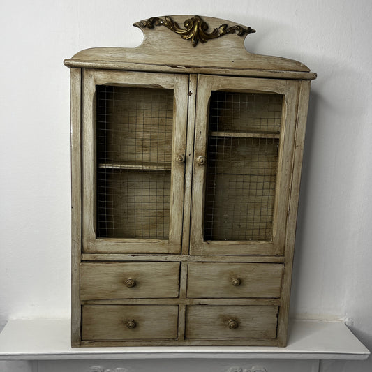 Vintage French decorative wall cabinet with a traditional rustic finish and characterful detailing