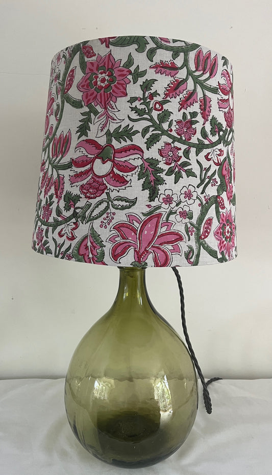 Vintage Glass Lamp with handmade Batik shade