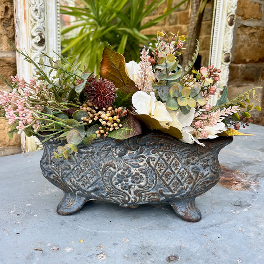 Very decorative vintage French jardinere which sits on four legs, ideal for potting plants